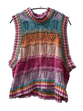 Strangers & Lovers Colorful Knit Sleeveless Vest size S